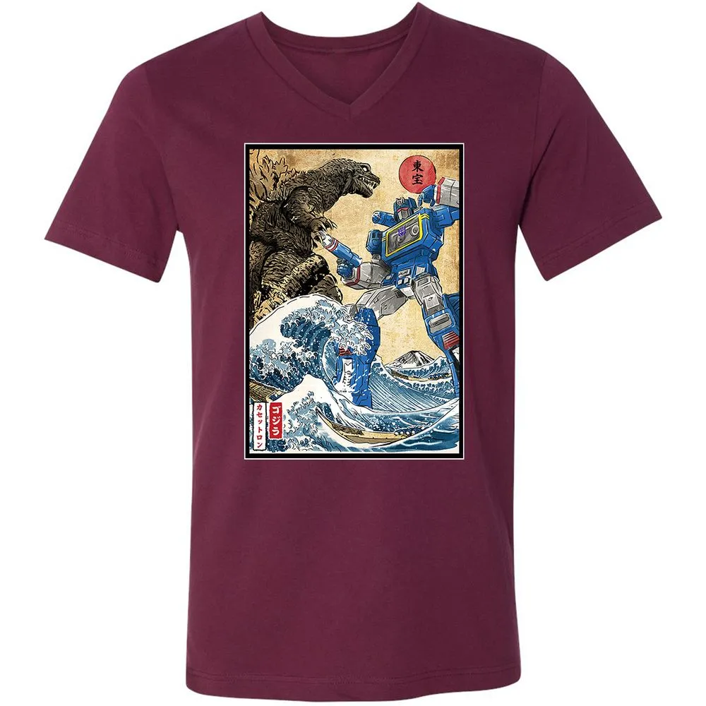 Unisex V-Neck T-Shirt - R58T1AH8 - Maroon - 6