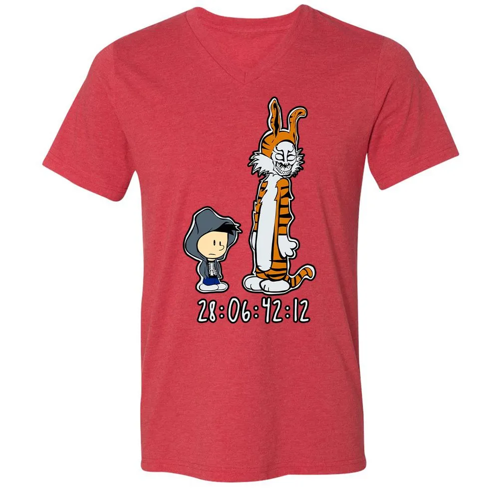 Unisex V-Neck T-Shirt - 7WR3PL36 - Heather Red - 5