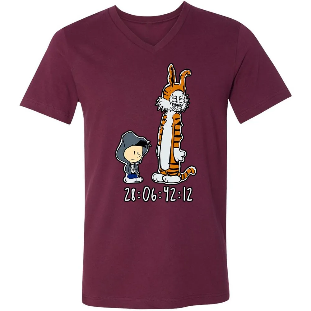Unisex V-Neck T-Shirt - 7WR3PL36 - Maroon - 6