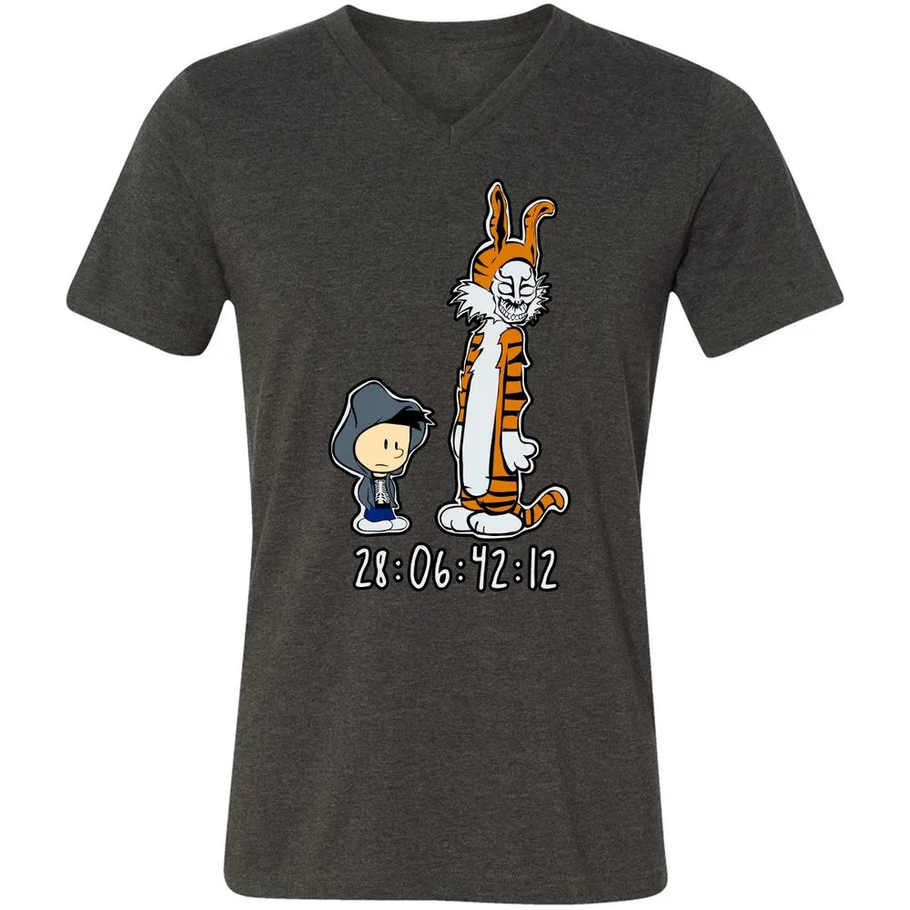Unisex V-Neck T-Shirt - 7WR3PL36 - Dark Grey Heather - 8