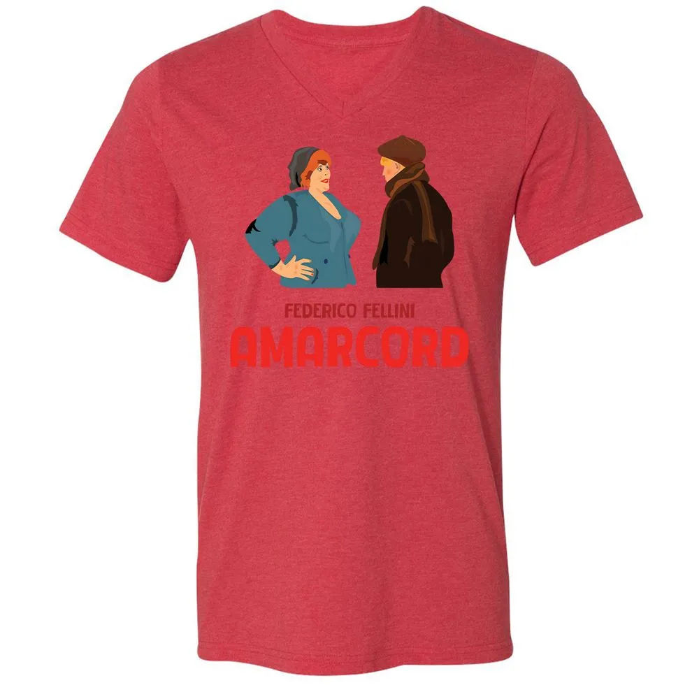 Unisex V-Neck T-Shirt - 8LEK6G9T - Heather Red - 5