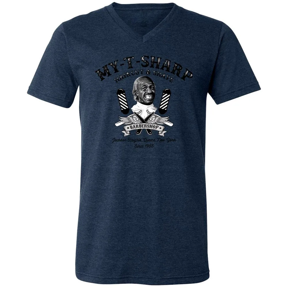 Unisex V-Neck T-Shirt - DFD96A2Y - Heather Navy - 15