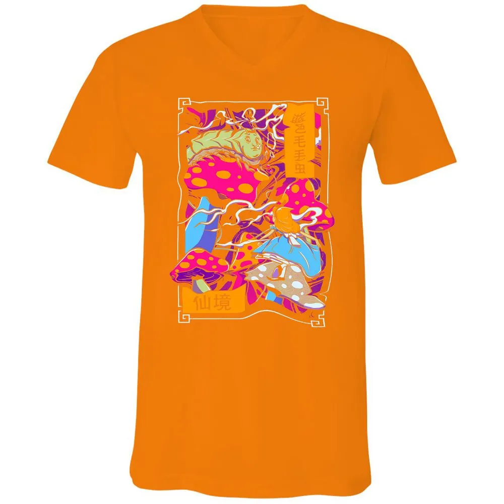 Unisex V-Neck T-Shirt - 3CE1Q7VT - Orange - 11