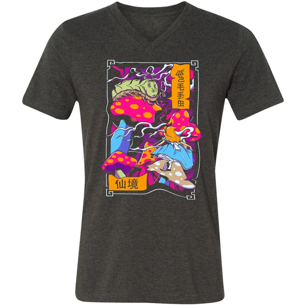 Unisex V-Neck T-Shirt - 3CE1Q7VT - Dark Grey Heather - 8
