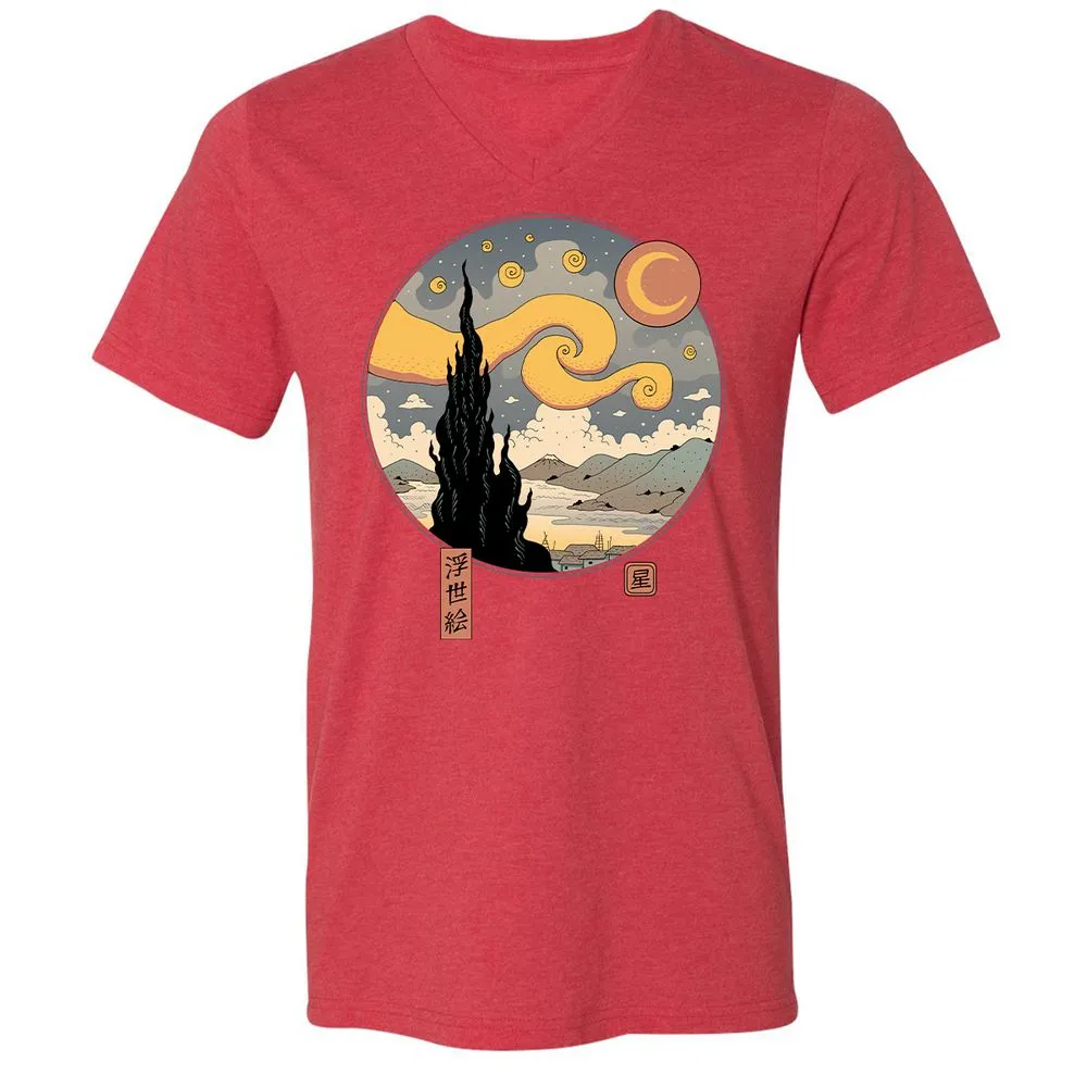 Unisex V-Neck T-Shirt - CPAVYYSM - Heather Red - 16