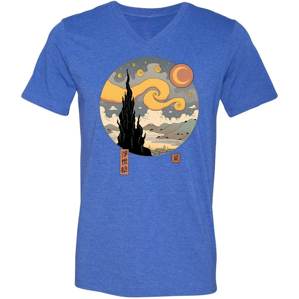 Unisex V-Neck T-Shirt - CPAVYYSM - Heather True Royal - 14