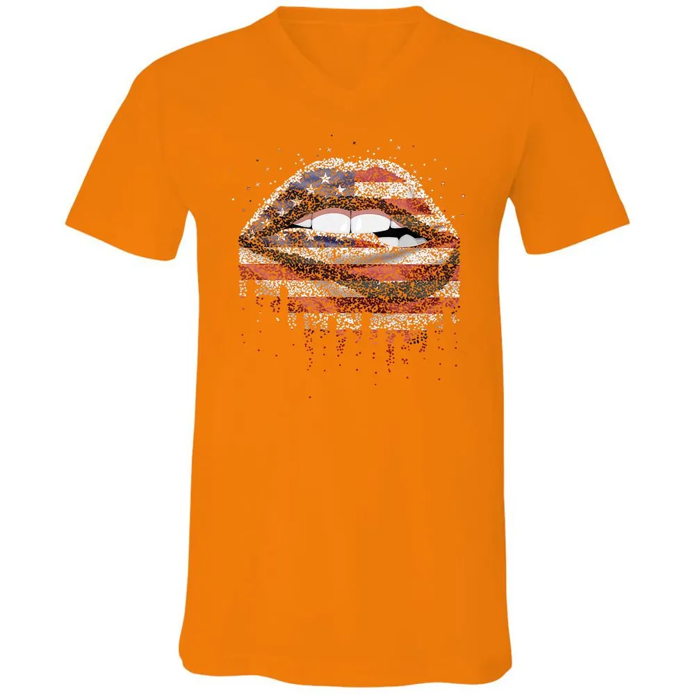 Unisex V-Neck T-Shirt - VAPHYMMY - Orange - 11