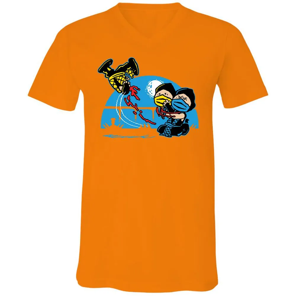 Unisex V-Neck T-Shirt - RCGBQWD8 - Orange - 11