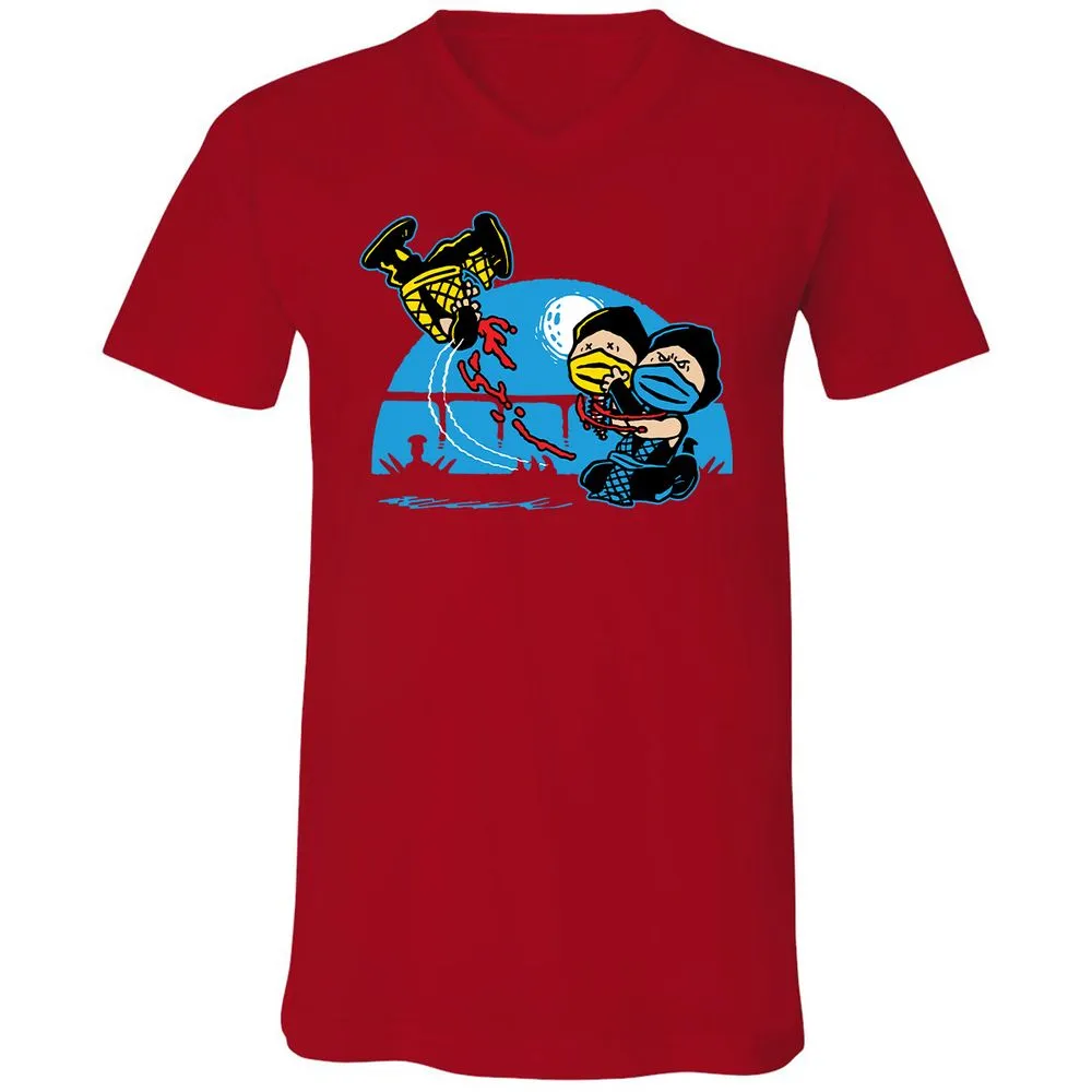 Unisex V-Neck T-Shirt - RCGBQWD8 - Red - 3