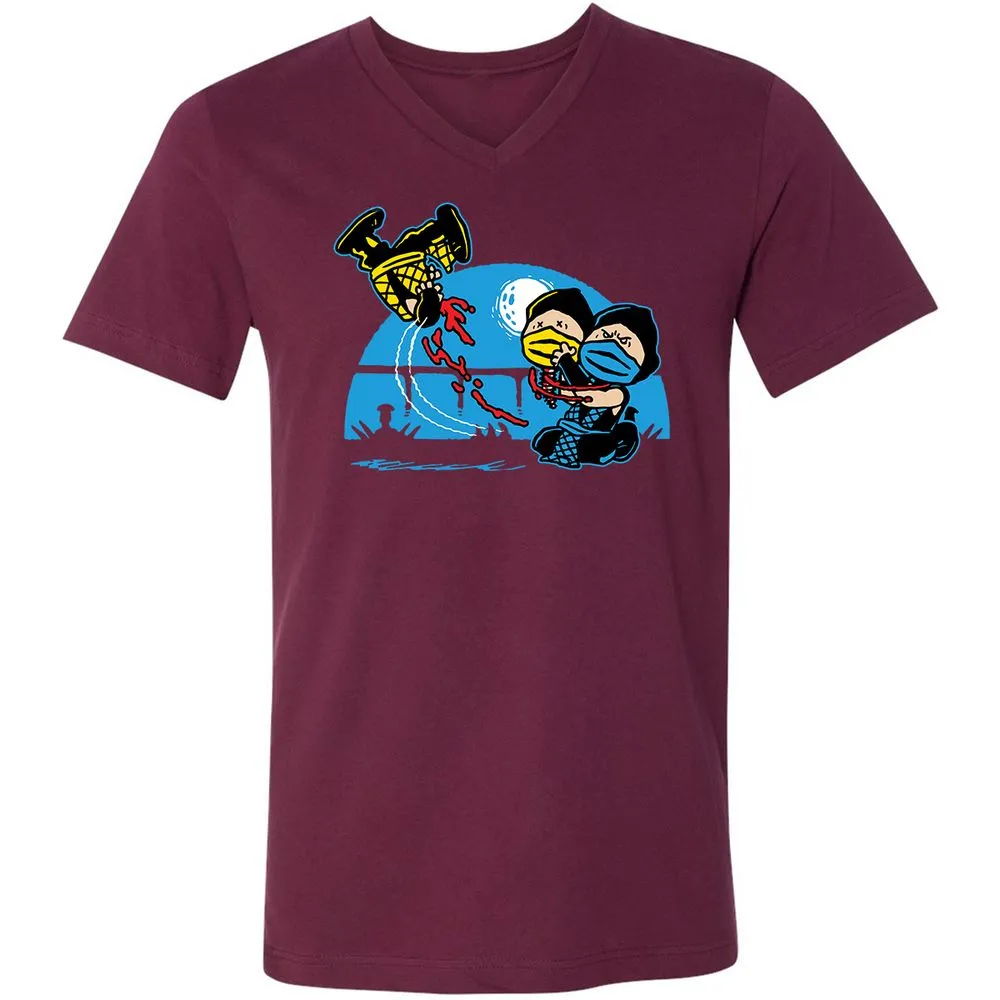 Unisex V-Neck T-Shirt - RCGBQWD8 - Maroon - 6
