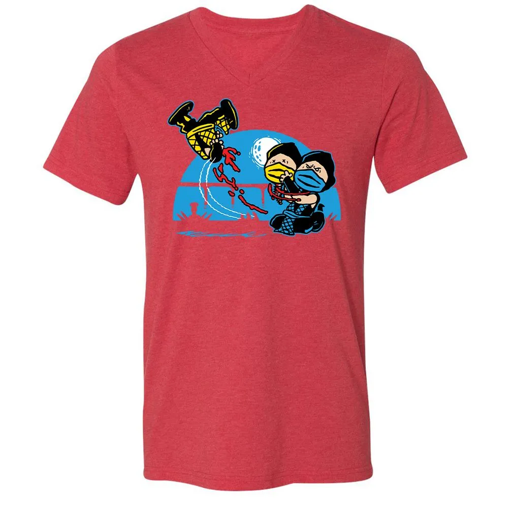Unisex V-Neck T-Shirt - RCGBQWD8 - Heather Red - 16