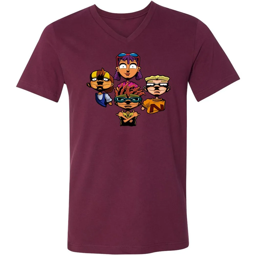 Unisex V-Neck T-Shirt - AZ3SAE4U - Maroon - 6