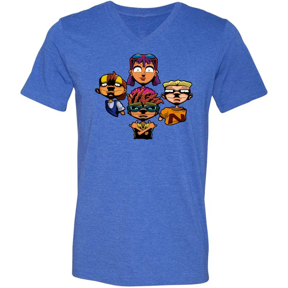 Unisex V-Neck T-Shirt - AZ3SAE4U - Heather True Royal - 14