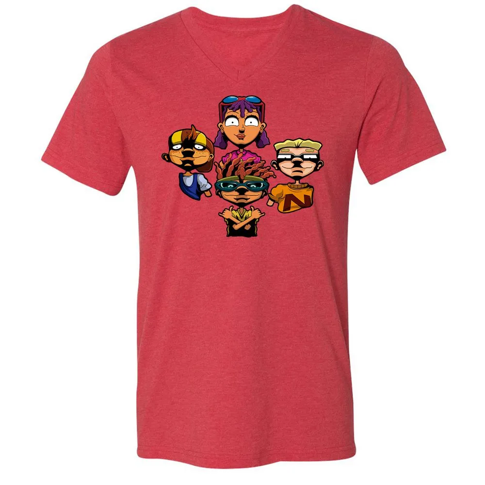 Unisex V-Neck T-Shirt - AZ3SAE4U - Heather Red - 16