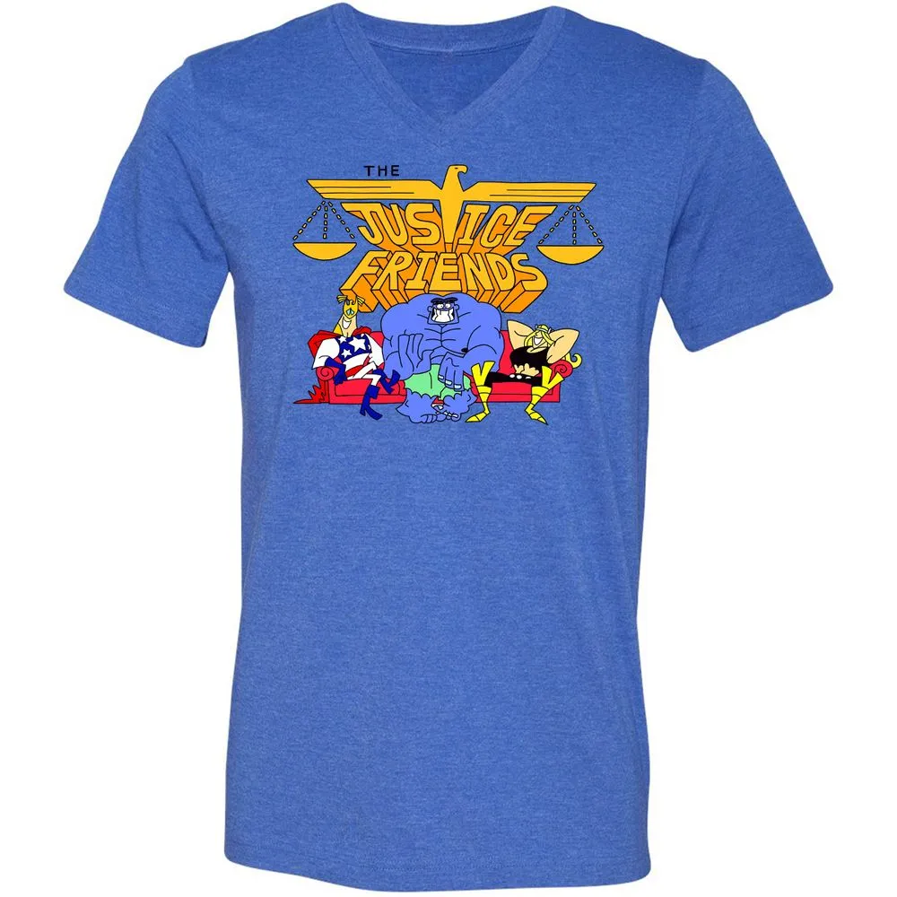 Unisex V-Neck T-Shirt - KZWKJJ7D - Heather True Royal - 14