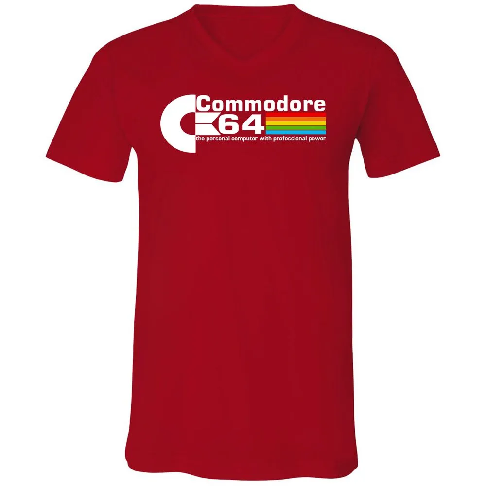 Unisex V-Neck T-Shirt - QE6GK54M - Red - 3