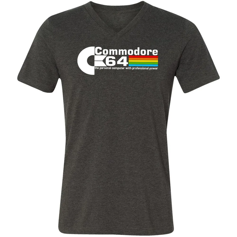Unisex V-Neck T-Shirt - QE6GK54M - Dark Grey Heather - 8