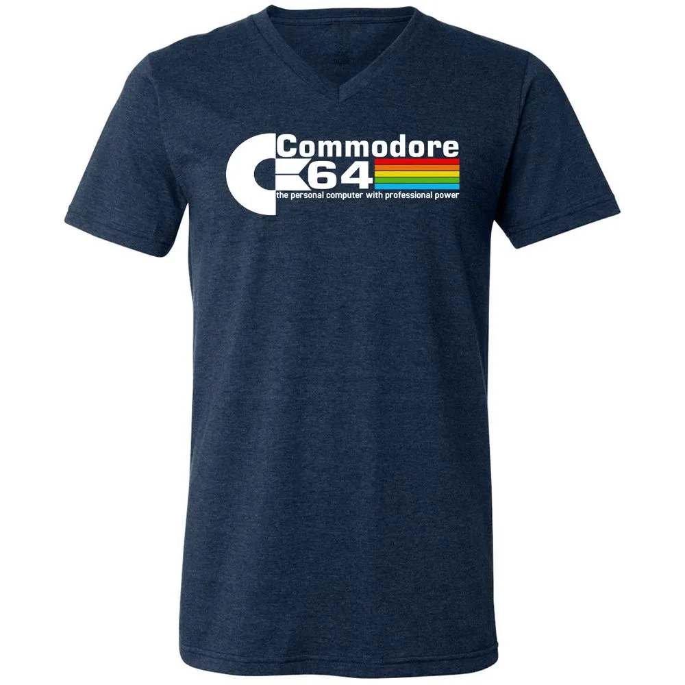 Unisex V-Neck T-Shirt - QE6GK54M - Heather Navy - 15