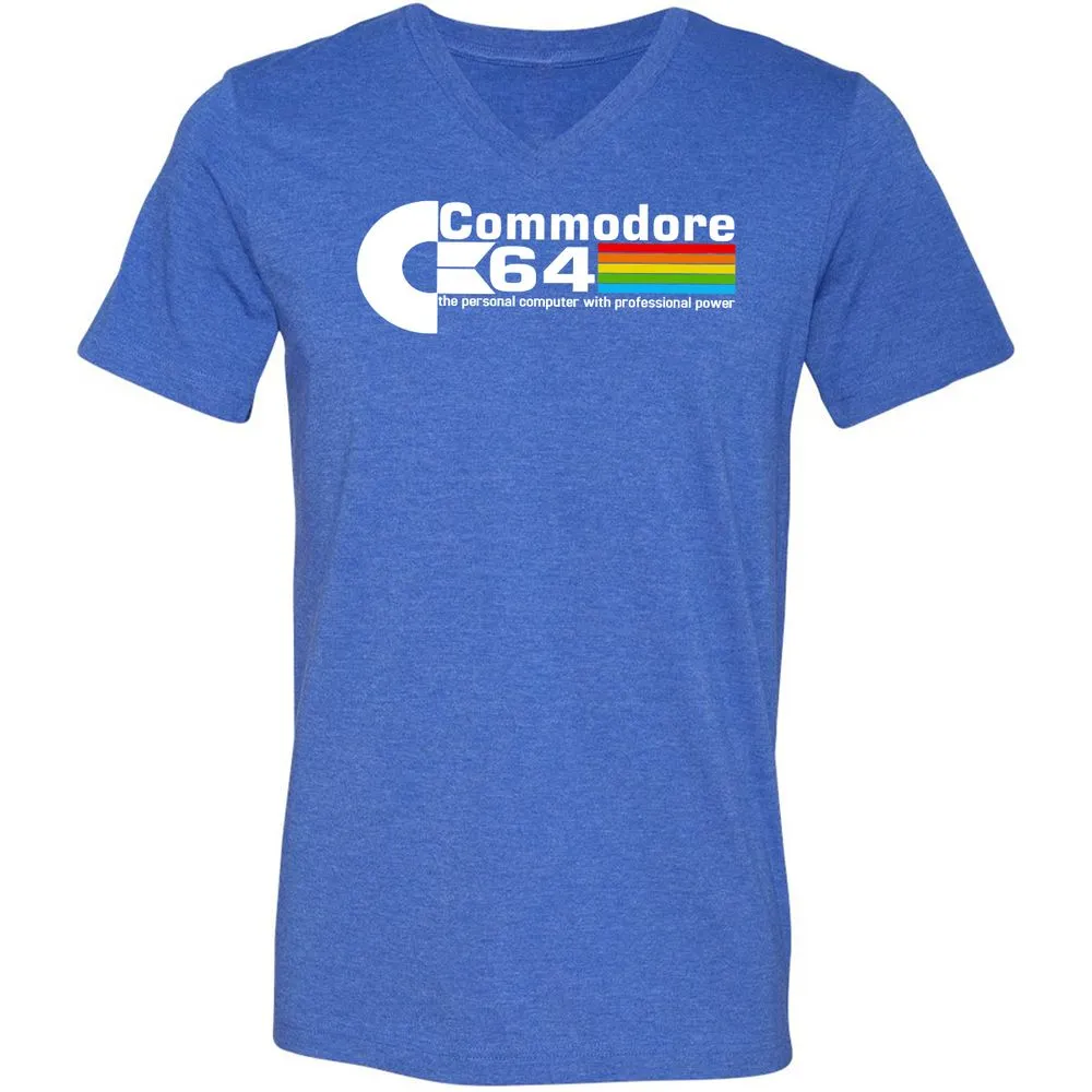 Unisex V-Neck T-Shirt - QE6GK54M - Heather True Royal - 14