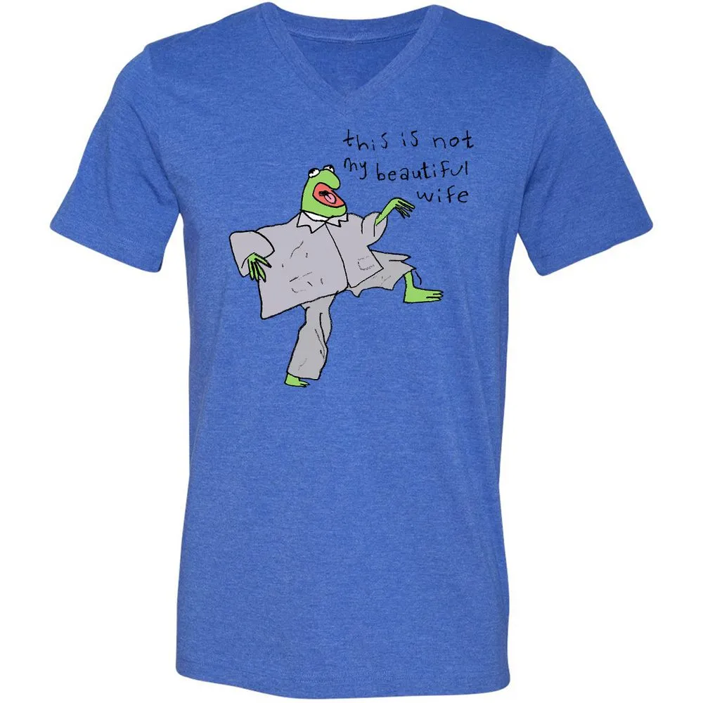Unisex V-Neck T-Shirt - GYE5PLEM - Heather True Royal - 14