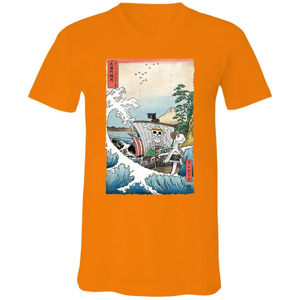 Unisex V-Neck T-Shirt - Q9USZXED - Orange - 11