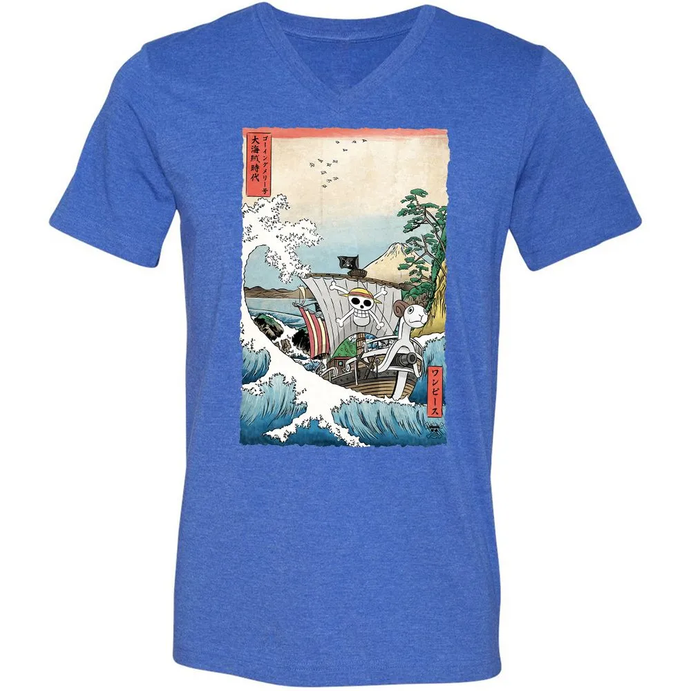 Unisex V-Neck T-Shirt - Q9USZXED - Heather True Royal - 14