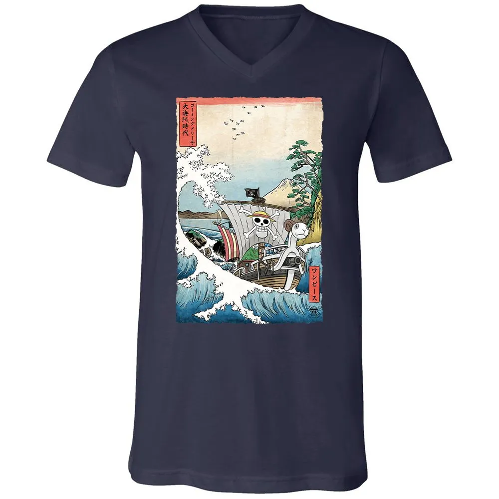 Unisex V-Neck T-Shirt - Q9USZXED - Navy - 2