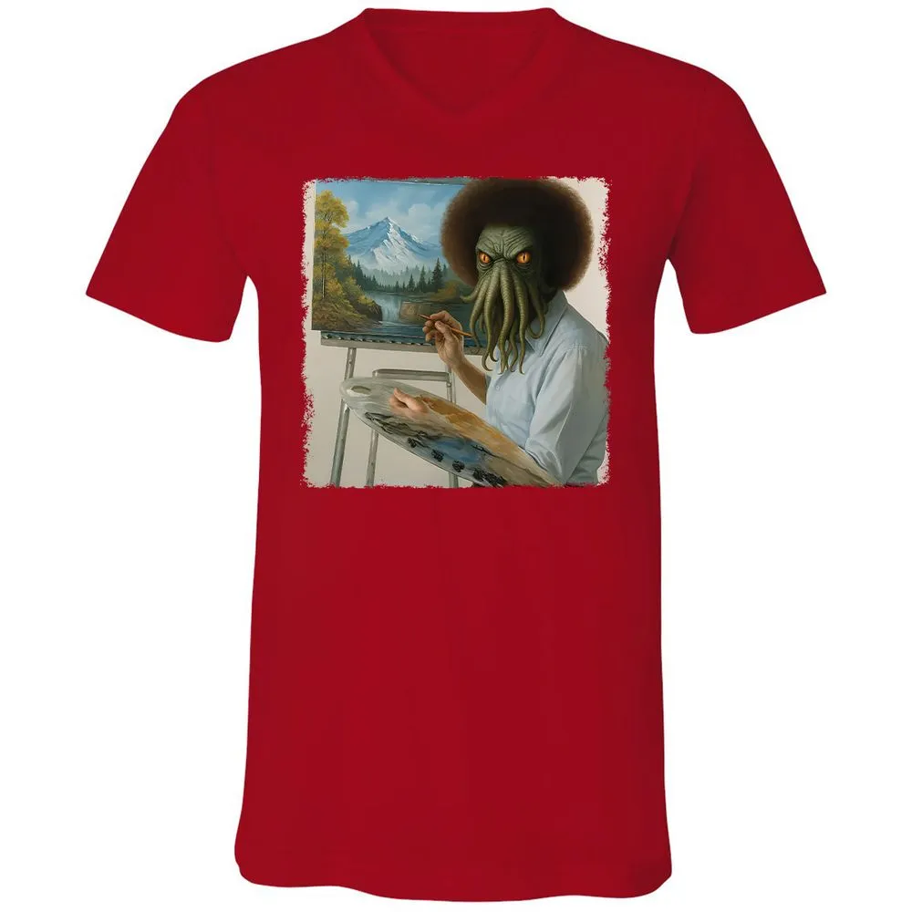 Unisex V-Neck T-Shirt - YK3GSC6U - Red - 3