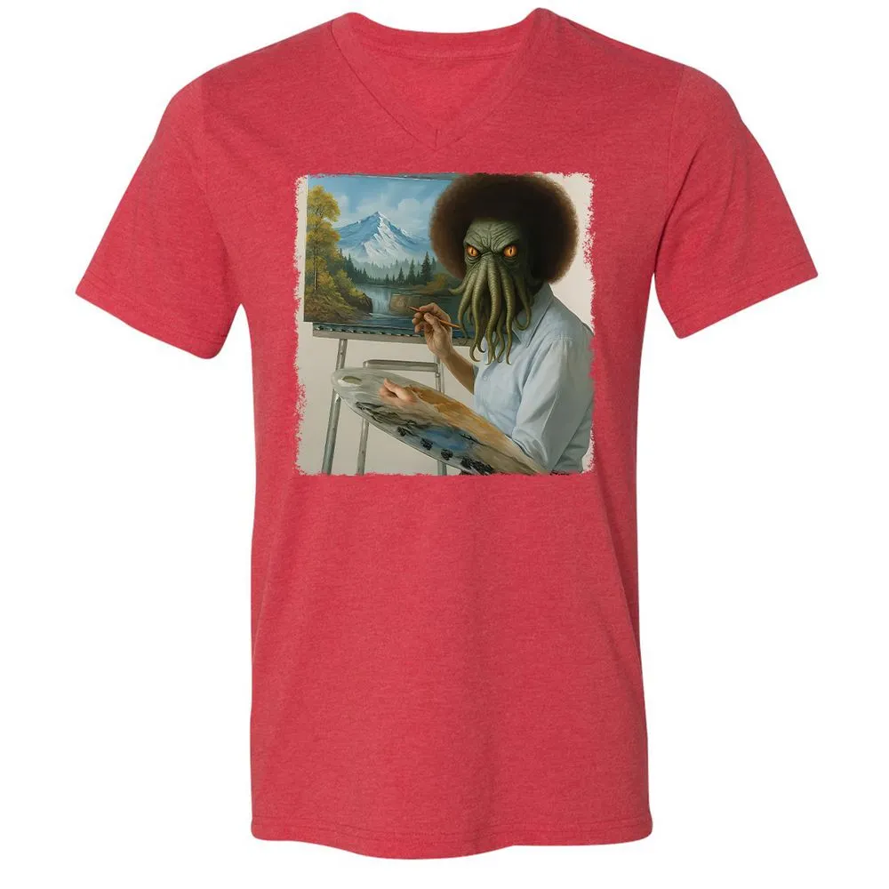 Unisex V-Neck T-Shirt - YK3GSC6U - Heather Red - 5