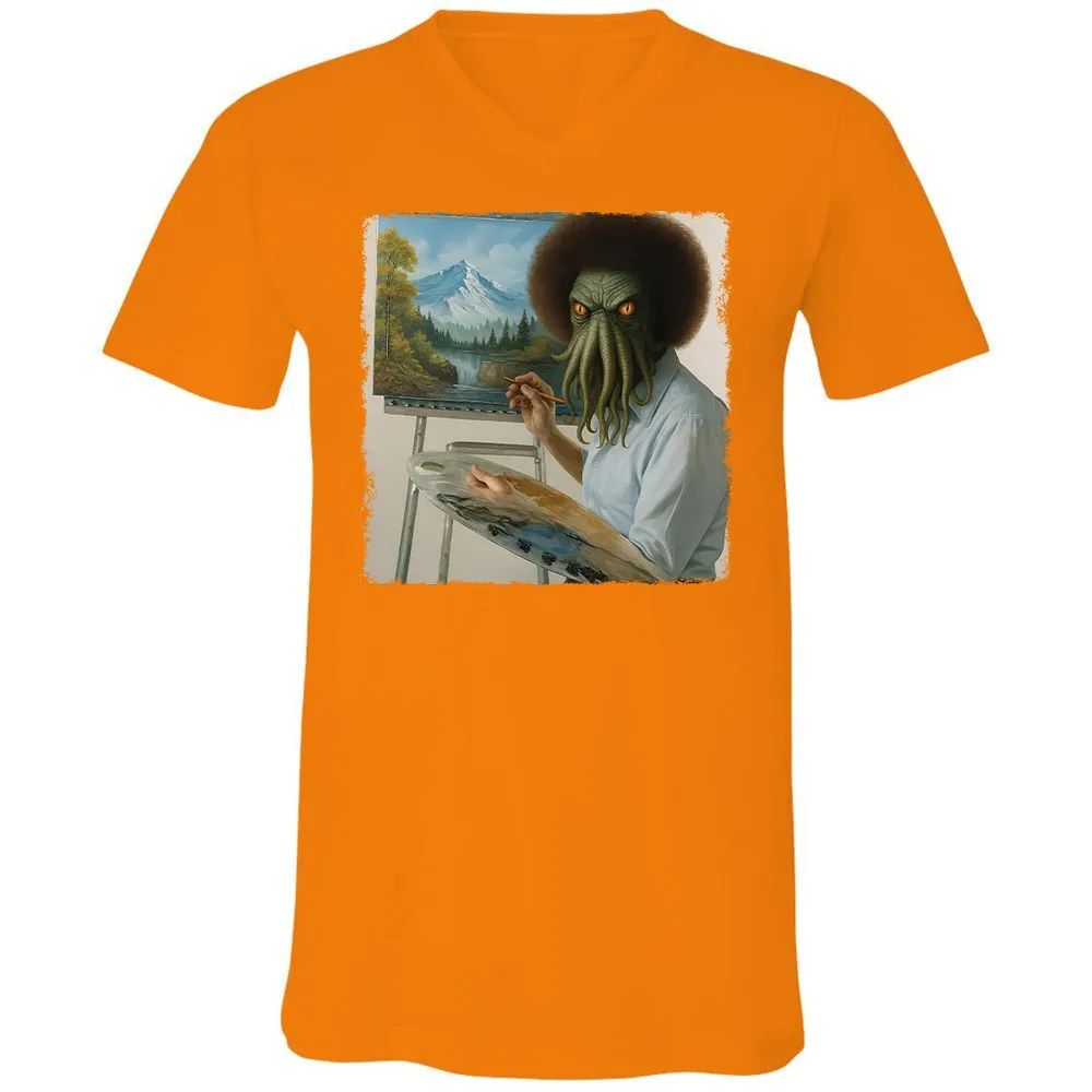 Unisex V-Neck T-Shirt - YK3GSC6U - Orange - 11