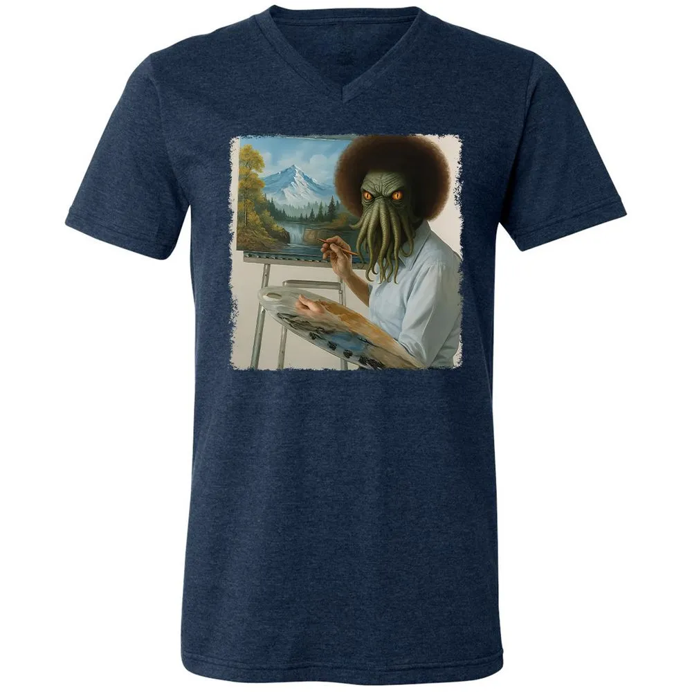 Unisex V-Neck T-Shirt - YK3GSC6U - Heather Navy - 15