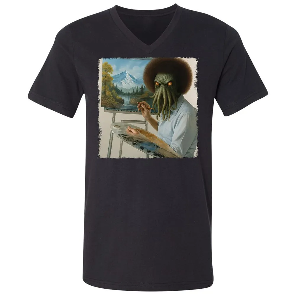 Unisex V-Neck T-Shirt - YK3GSC6U - Black - 16