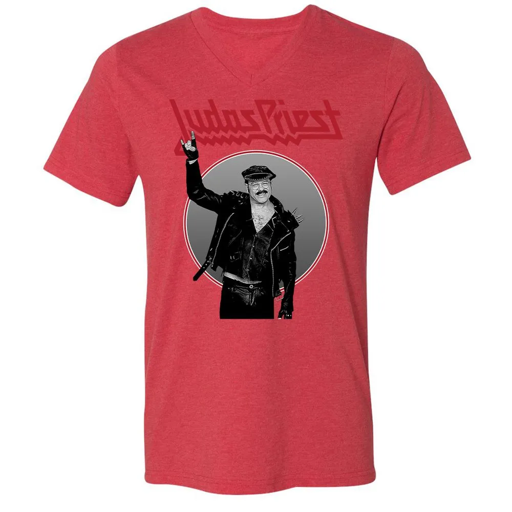 Unisex V-Neck T-Shirt - RYYBX5L7 - Heather Red - 5