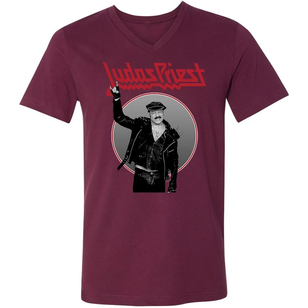 Unisex V-Neck T-Shirt - RYYBX5L7 - Maroon - 6