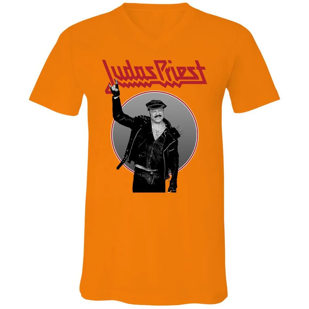 Unisex V-Neck T-Shirt - RYYBX5L7 - Orange - 11