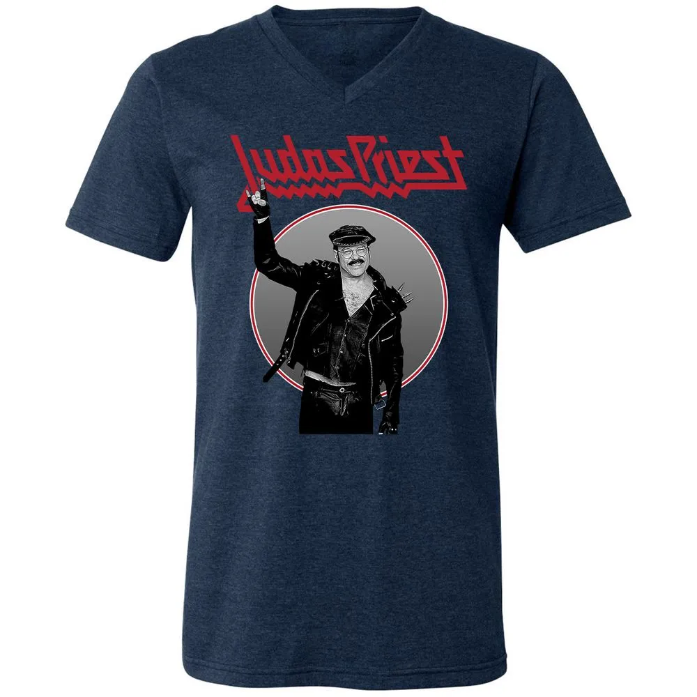 Unisex V-Neck T-Shirt - RYYBX5L7 - Heather Navy - 15