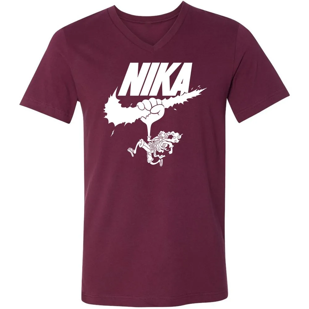 Unisex V-Neck T-Shirt - 8J69X42U - Maroon - 6