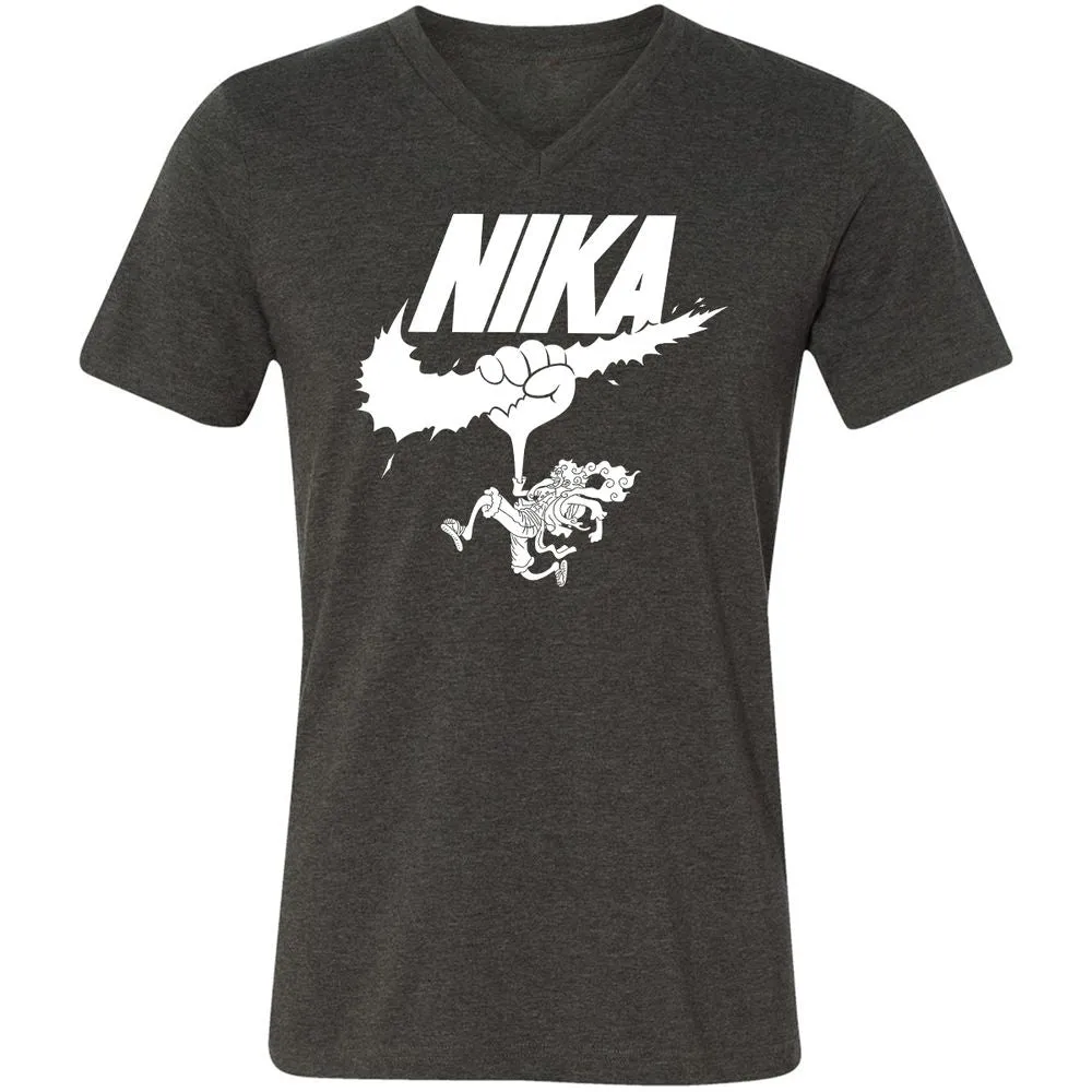 Unisex V-Neck T-Shirt - 8J69X42U - Dark Grey Heather - 8