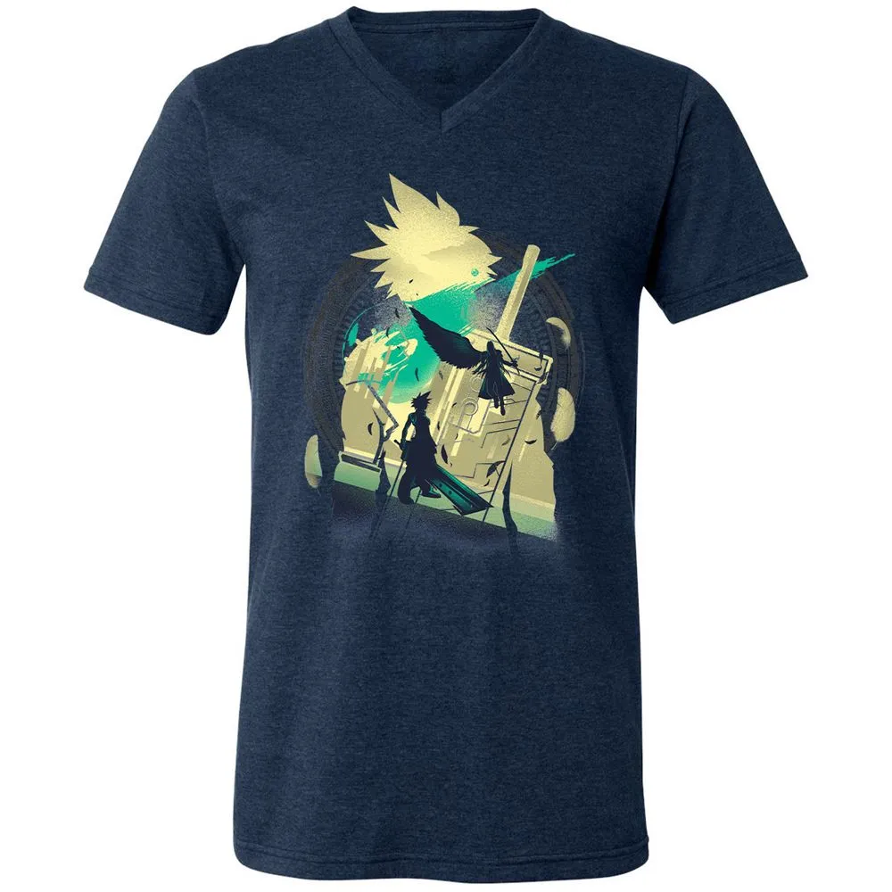 Unisex V-Neck T-Shirt - ZB9JHKPF - Heather Navy - 15
