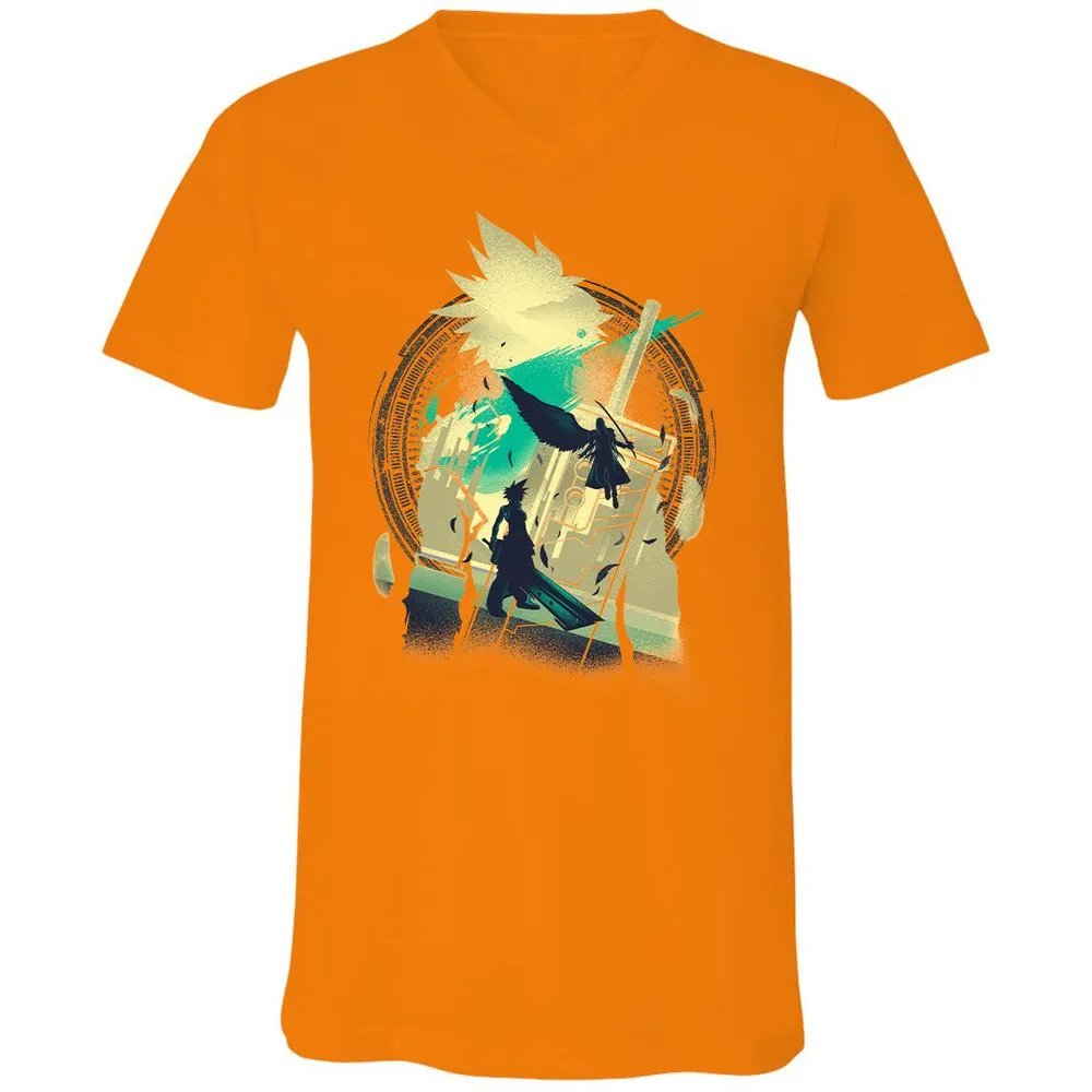 Unisex V-Neck T-Shirt - ZB9JHKPF - Orange - 11