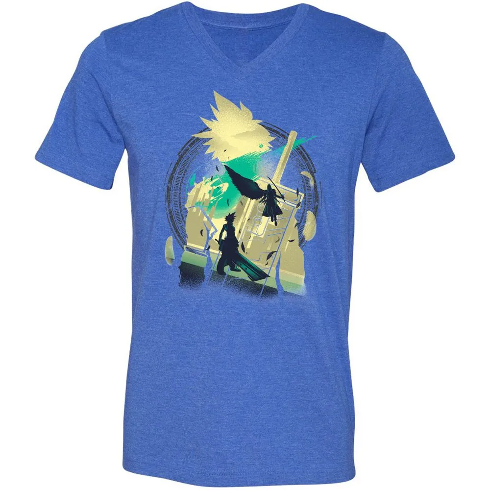 Unisex V-Neck T-Shirt - ZB9JHKPF - Heather True Royal - 14