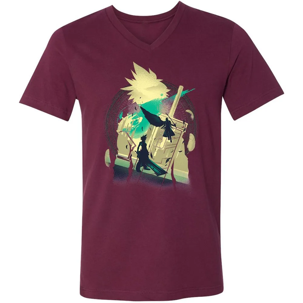 Unisex V-Neck T-Shirt - ZB9JHKPF - Maroon - 6