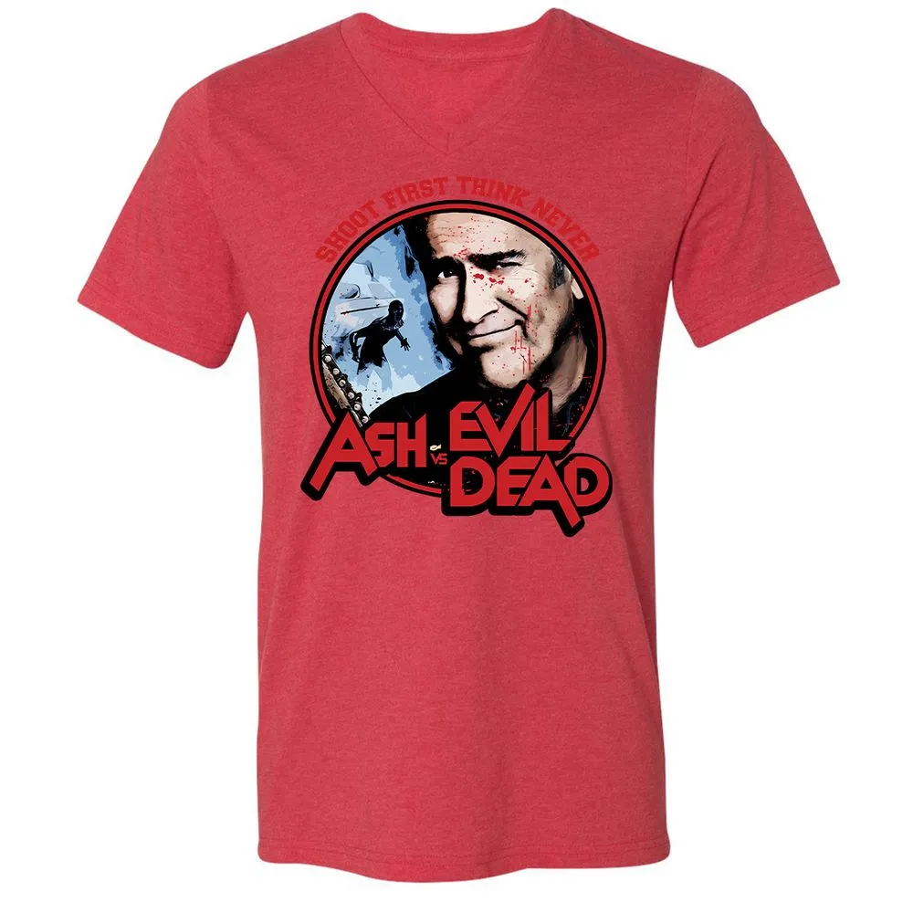 Unisex V-Neck T-Shirt - ZCU2KDWK - Heather Red - 5
