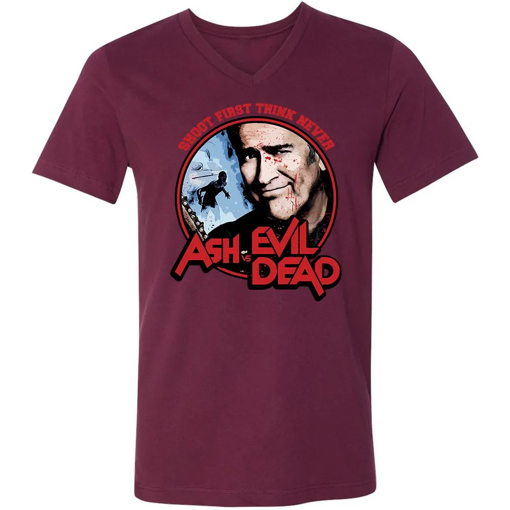 Unisex V-Neck T-Shirt - ZCU2KDWK - Maroon - 6