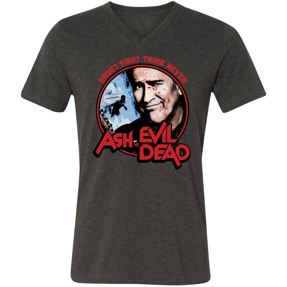 Unisex V-Neck T-Shirt - ZCU2KDWK - Dark Grey Heather - 8