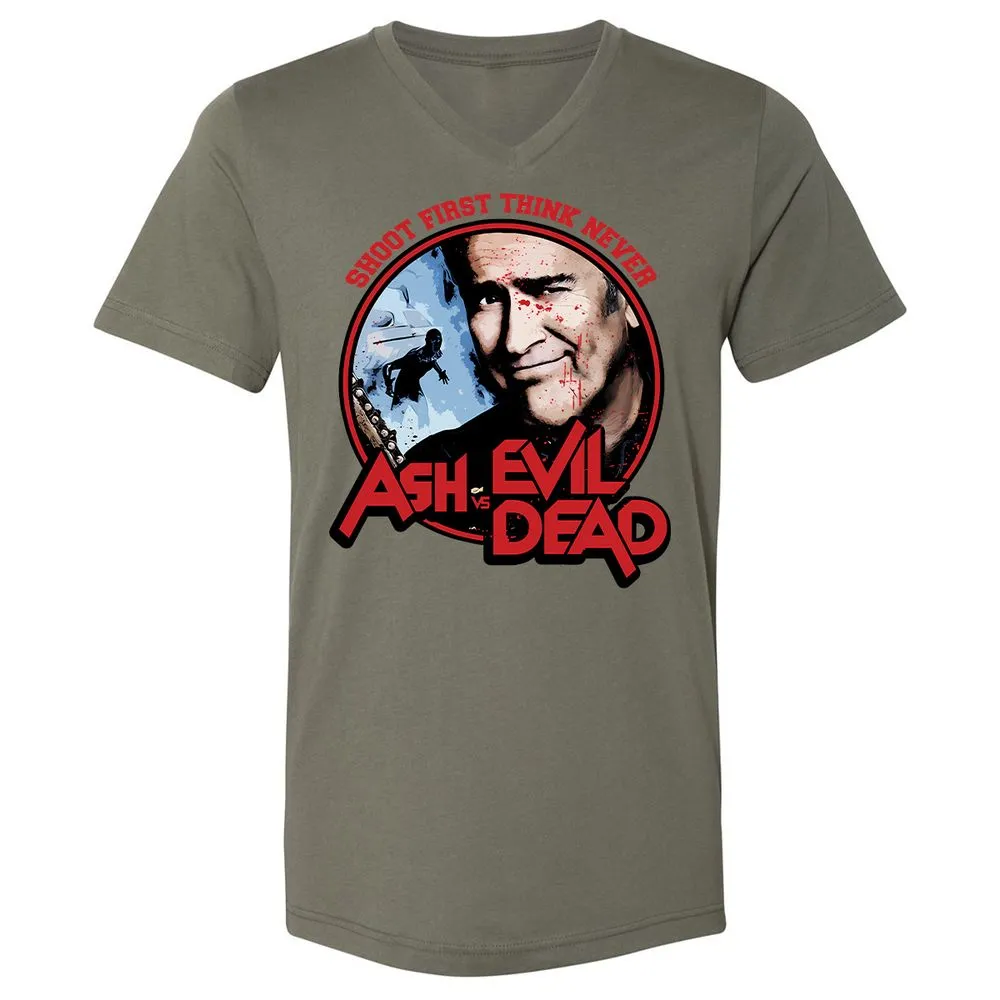 Unisex V-Neck T-Shirt - ZCU2KDWK - Military Green - 10