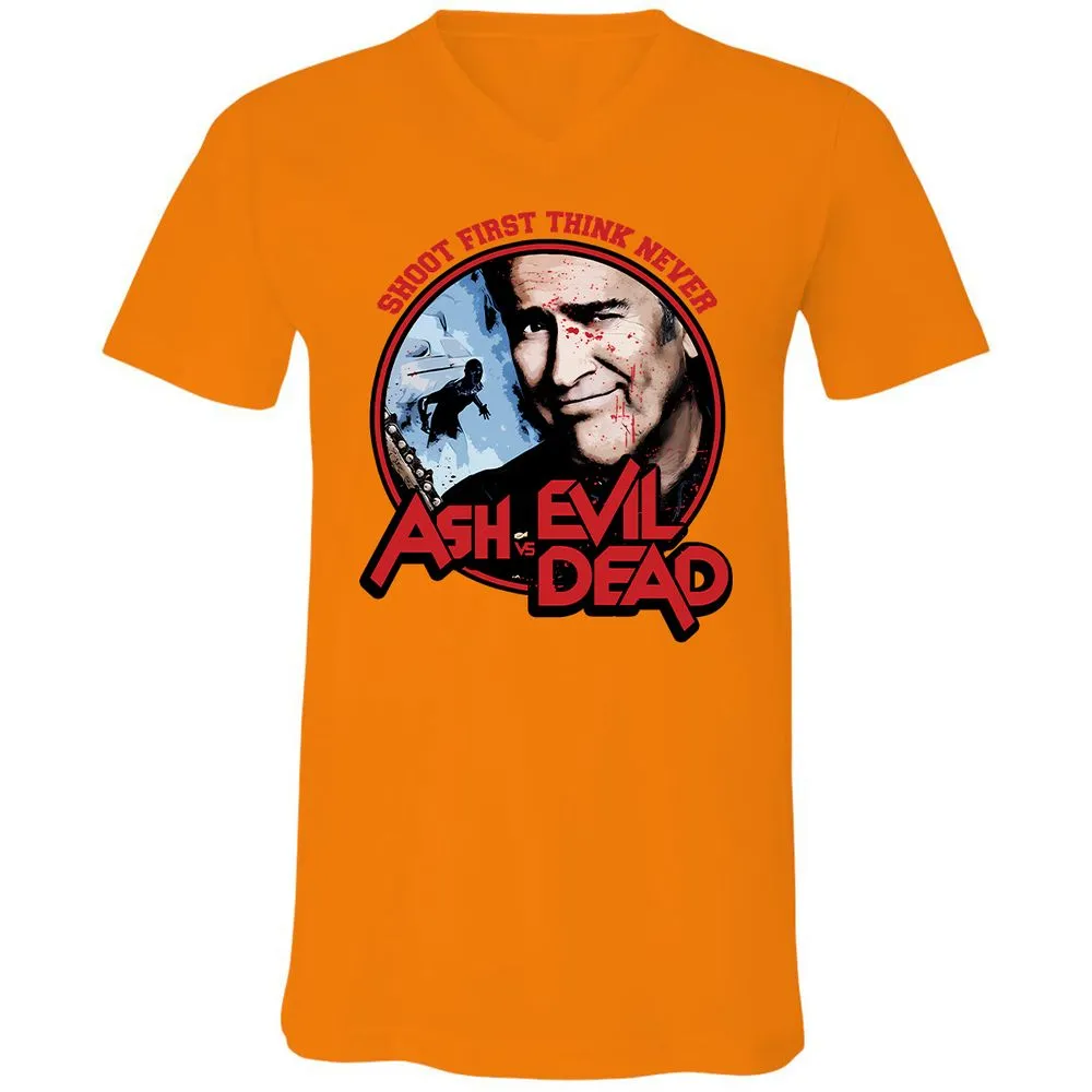 Unisex V-Neck T-Shirt - ZCU2KDWK - Orange - 11