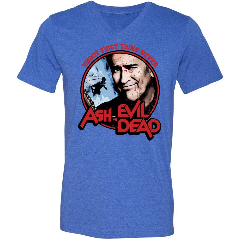 Unisex V-Neck T-Shirt - ZCU2KDWK - Heather True Royal - 14