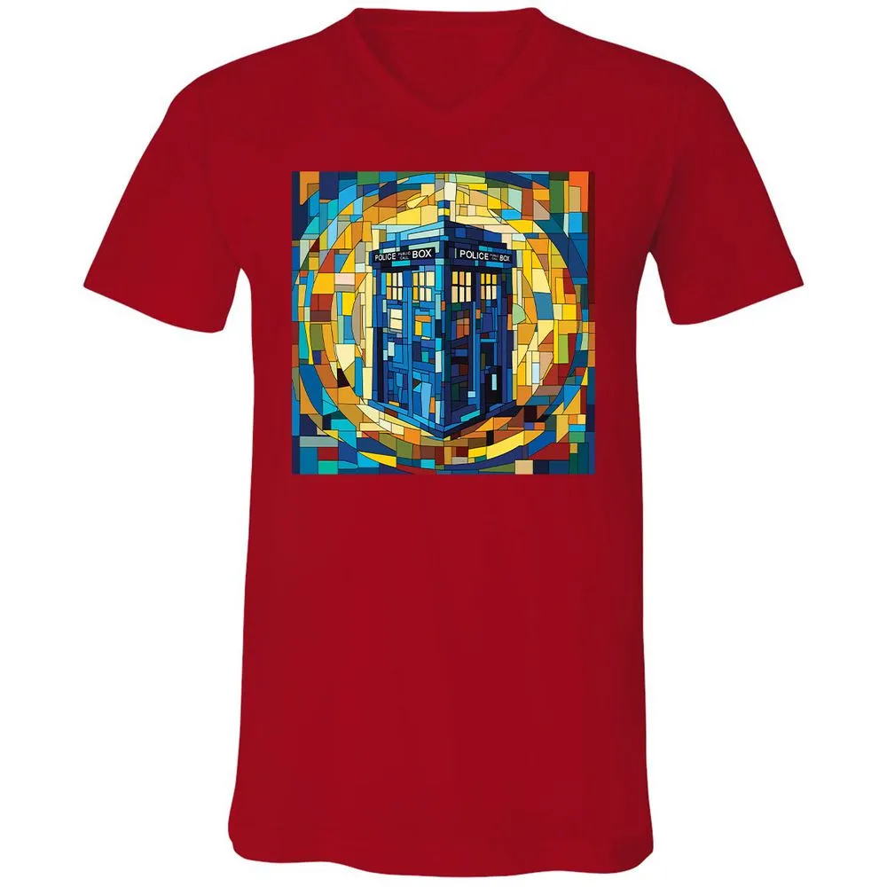 Unisex V-Neck T-Shirt - QHLQKJXY - Red - 3