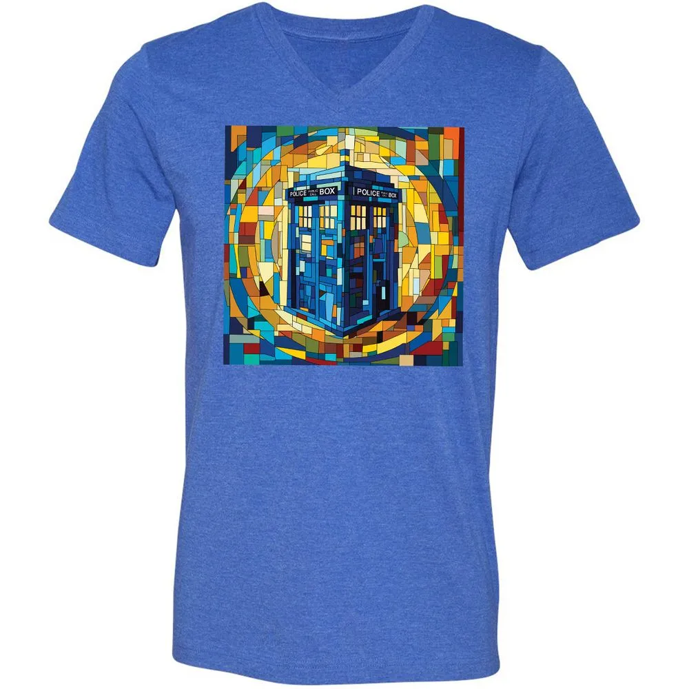 Unisex V-Neck T-Shirt - QHLQKJXY - Heather True Royal - 14